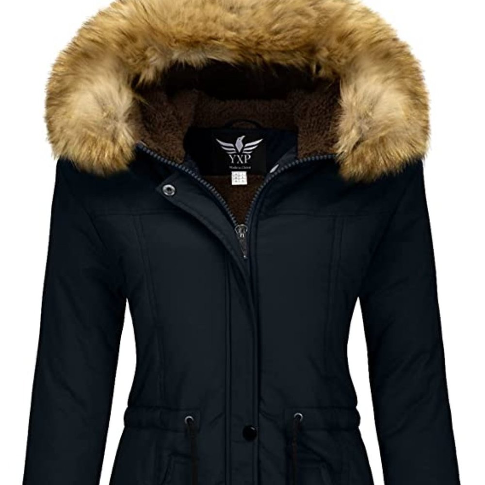 NEW YXP Women's Winter Thick Military Parka Warm Cotton Coat with fur hoood M